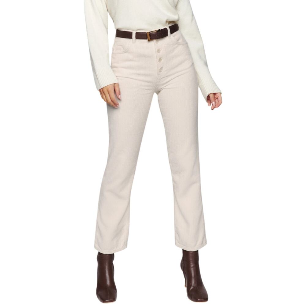 Reformation Cynthia Corduroy Pants 28 Cream Straight Cozy Nostalgic Retro Ivy